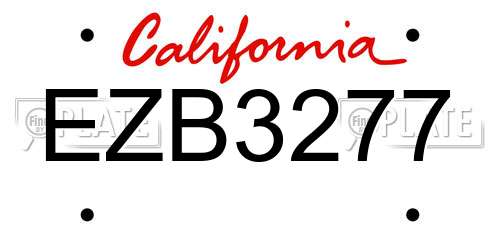 EZB3277 California License Plate