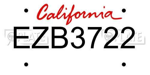 EZB3722 California License Plate