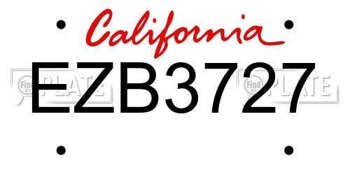 EZB3727 California License Plate