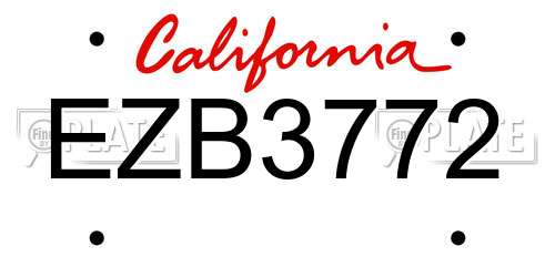 EZB3772 California License Plate