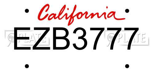 EZB3777 California License Plate