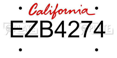 EZB4274 California License Plate