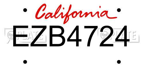 EZB4724 California License Plate