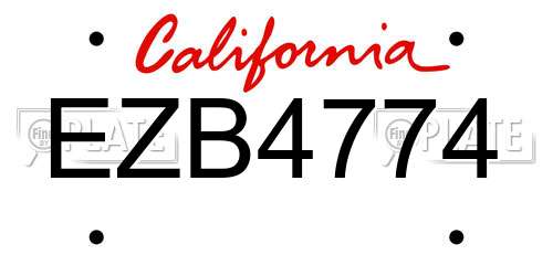 EZB4774 California License Plate