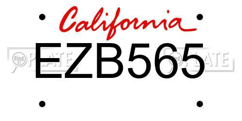 EZB565 California License Plate