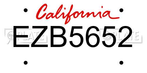 EZB5652 California License Plate