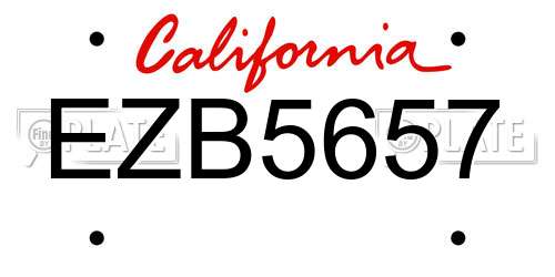 EZB5657 California License Plate