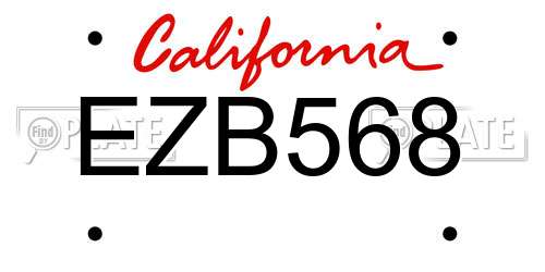EZB568 California License Plate