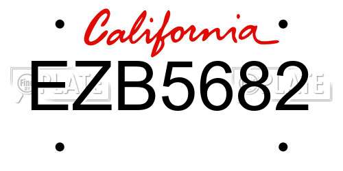 EZB5682 California License Plate