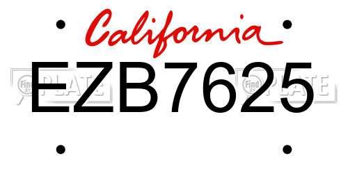 EZB7625 California License Plate