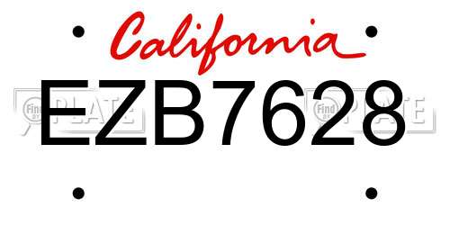 EZB7628 California License Plate