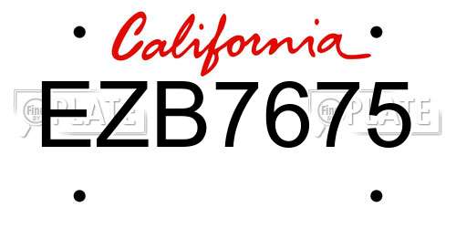 EZB7675 California License Plate