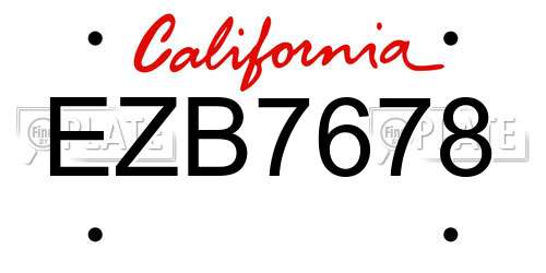 EZB7678 California License Plate