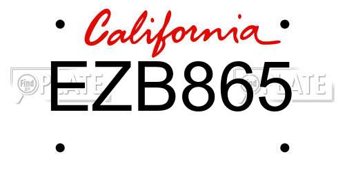 EZB865 California License Plate