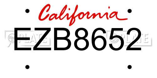 EZB8652 California License Plate