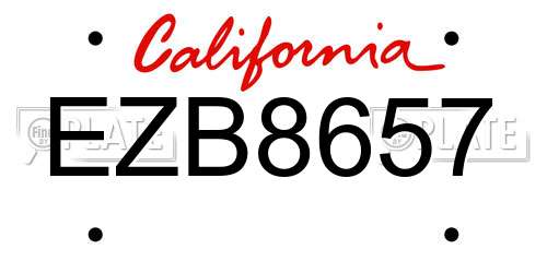 EZB8657 California License Plate