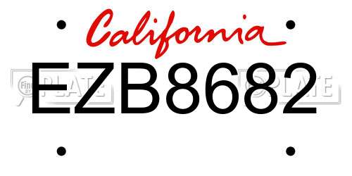 EZB8682 California License Plate