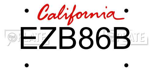 EZB86B California License Plate