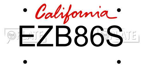 EZB86S California License Plate