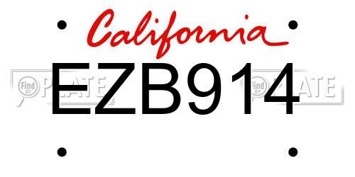 EZB914 California License Plate