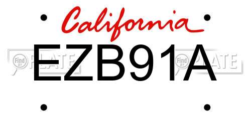 EZB91A California License Plate