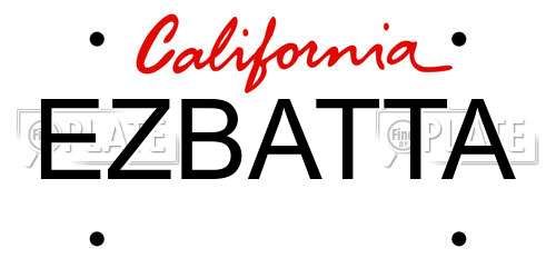 EZBATTA California License Plate