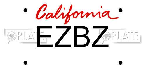 EZBZ California License Plate