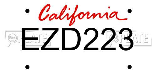 EZD223 California License Plate