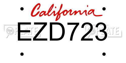 EZD723 California License Plate