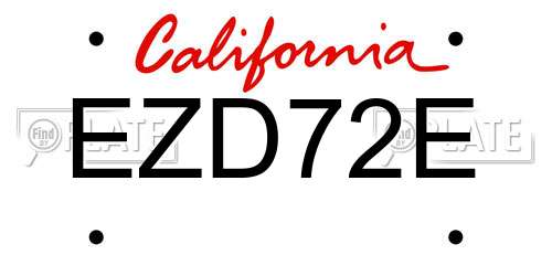 EZD72E California License Plate
