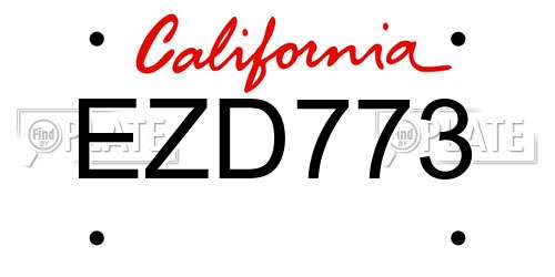 EZD773 California License Plate