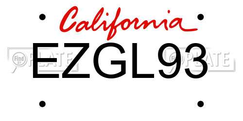 EZGL93 California License Plate