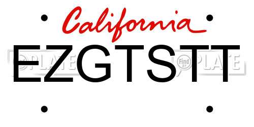 EZGTSTT California License Plate