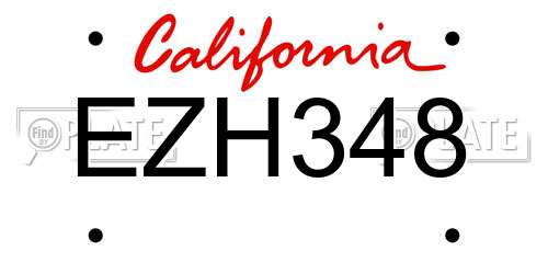 EZH348 California License Plate