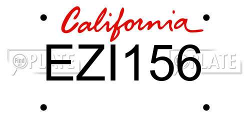 EZI156 California License Plate