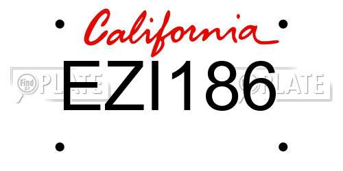 EZI186 California License Plate