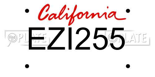 EZI255 California License Plate