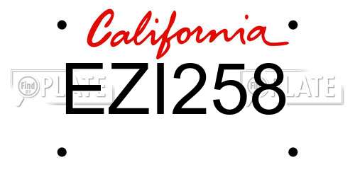 EZI258 California License Plate