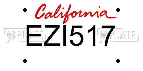 EZI517 California License Plate