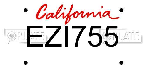 EZI755 California License Plate