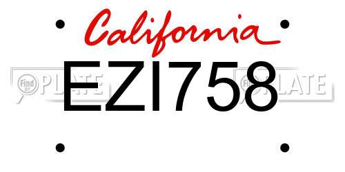 EZI758 California License Plate