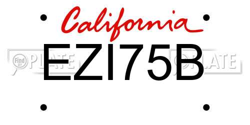 EZI75B California License Plate