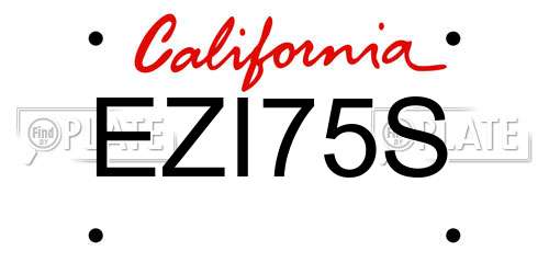 EZI75S California License Plate