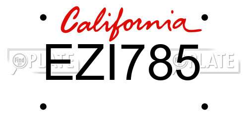 EZI785 California License Plate