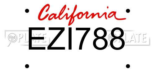 EZI788 California License Plate