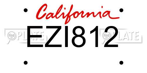 EZI812 California License Plate