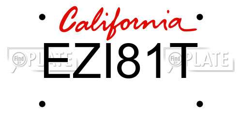 EZI81T California License Plate