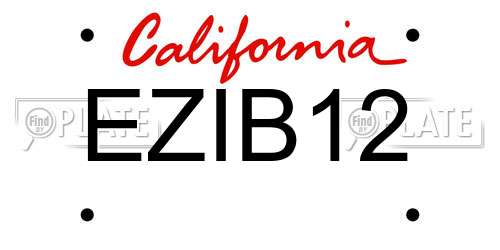 EZIB12 California License Plate