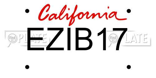 EZIB17 California License Plate