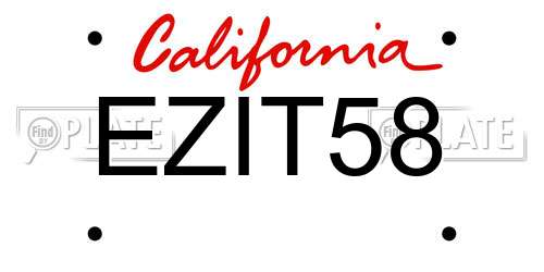 EZIT58 California License Plate